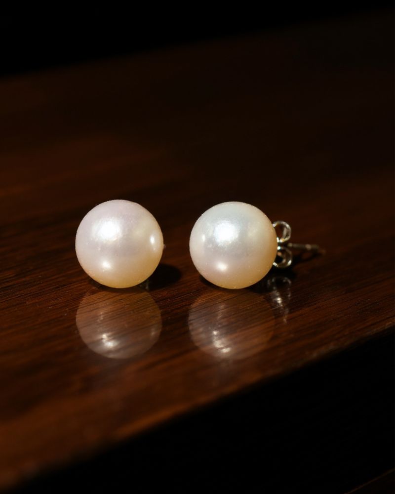 nahezu Runde Süßwasserperlen Ohrrstecker mit 9-10mm Durchmesser für eleganten Schmuck